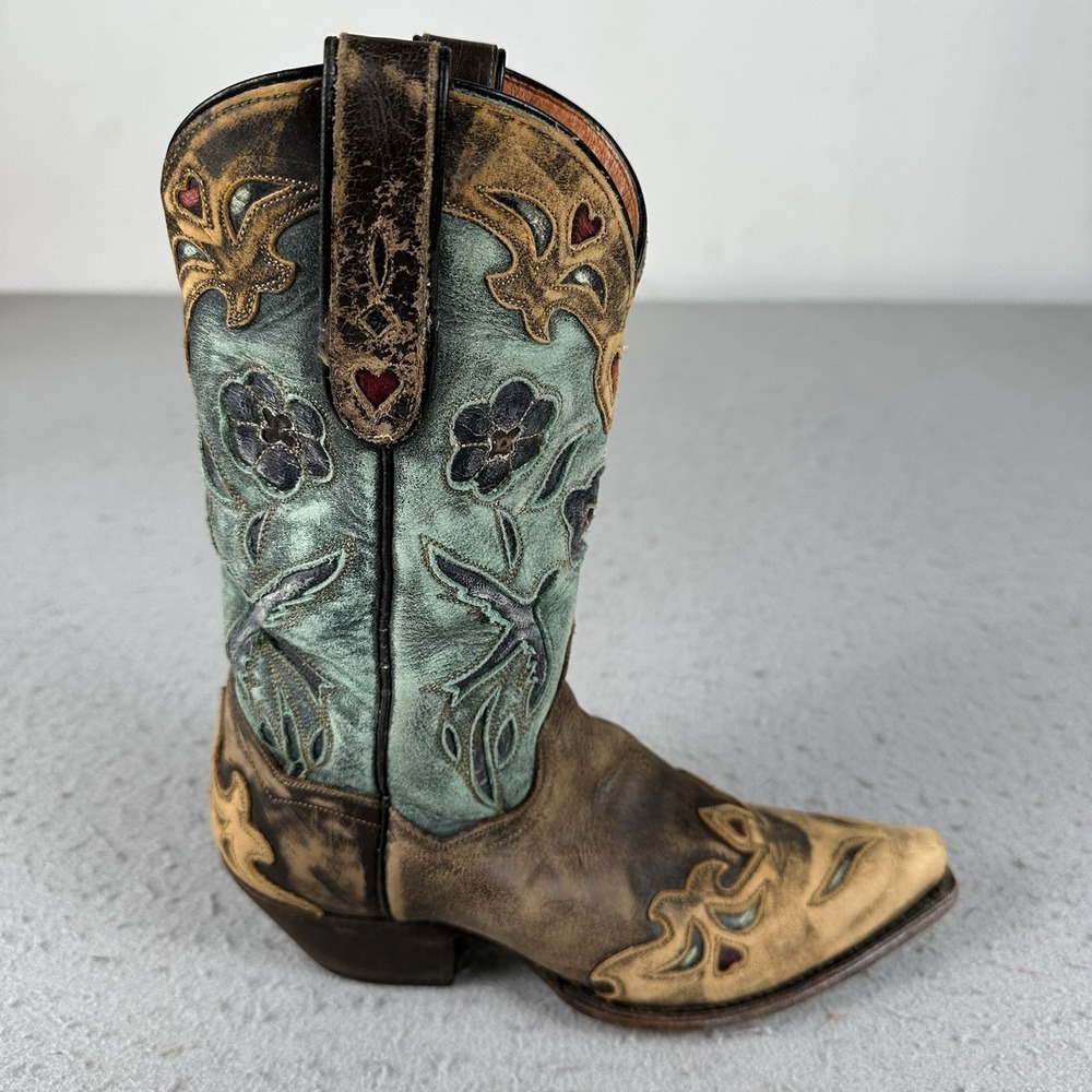 Vtg Dan Post Bluebird Snip Toe Women's 6.5M Leather Western Cowboy Boots DP3544 - Picture 2 of 16